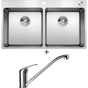 Nerezový dřez Nerezový dřez SET Blanco ANDANO 400/400-IF/A nerez hedvábný lesk s excentrem PushControl 525249 + Blanco DARAS chrom 517720