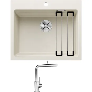 Granitový dřez Granitový dřez SET Blanco ETAGON 6 bílá soft 527076 + Blanco MILA chrom 519414