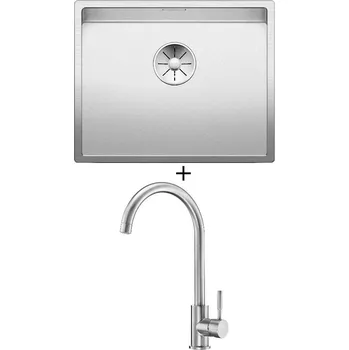 Nerezový dřez Dřez pod desku SET Blanco CLARON 500-U nerez Durinox 523386 + Deante LIMA BBM F62M nerez