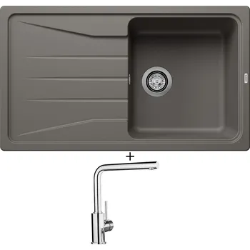 Kuchyňský dřez Granitový dřez SET Blanco SONA 5 S šedá vulkán 527334 + Blanco MILA chrom 519414
