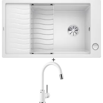 Granitový dřez Granitový dřez SET Blanco ELON XL 8 S bílá + excentrické ovládání + Blanco MIDA-S bílá 521457