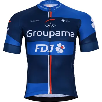 Cyklistické oblečení BONAVELO Cyklistický dres s krátkým rukávem - GROUPAMA FDJ 2024 - modrá/červená/bílá 3XL