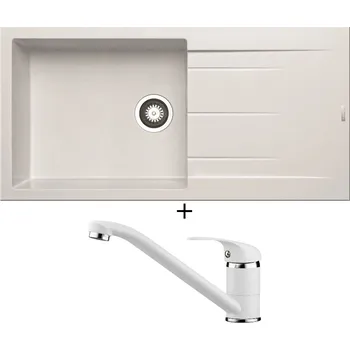 Granitový dřez Granitový dřez SET Pyramis ALAZIA (100x50) 1B 1D bílá + Pyramis ASALIA bílá