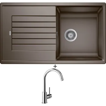 Kuchyňský dřez Granitový dřez SET Blanco ZIA 5 S kávová 520519 + Blanco MIDA chrom 517742