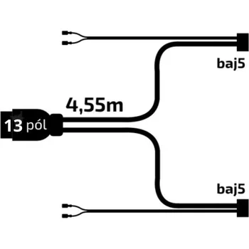 Auto elektroinstalace Kabeláž 4,55 m/13-pól - zástrčka, s předními vývody QS75, baj5