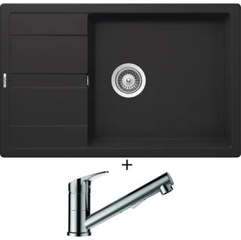 Granitový dřez Granitový dřez SET Schock MANHATTAN D-100LS Nero + Schock EVINAS 577120 nerez