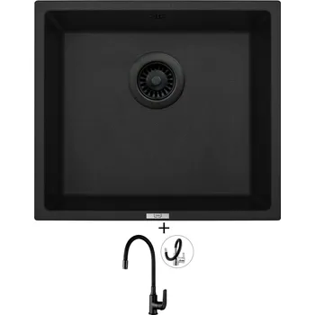 Kuchyňský dřez Granitový dřez SET Sinks FRAME 457 černá edice + Kuchinox ELZA BKE B61D černá matná