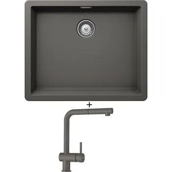 Granitový dřez Dřez pod desku SET Schock GREENWICH N-100L U Silverstone + Schock EPOS 540127 Silverstone