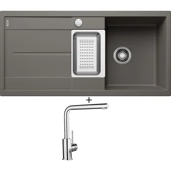 Granitový dřez Granitový dřez SET Blanco METRA 6 S šedá vulkán s excentrem 527295 + Blanco MILA chrom 519414