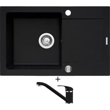 Granitový dřez Granitový dřez SET Pyramis MIDO (79x50) 1B 1D černá matná + Pyramis ASALIA černá matná