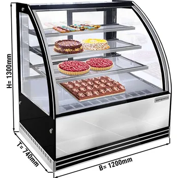 Vinotéka G.Gastro Cukrárenský pult - 1,2 m - s 3 policemi - přední sklo kulaté (LED)