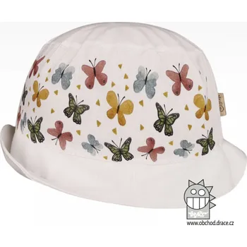 Čepice Bavlněný letní klobouk Dráče - Mallorca 26, bílá, motýlci Barva: Bílá, Velikost: 50-52