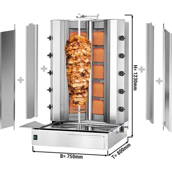 Kuchyňský gril G.Gastro Gril na gyros/kebab - 5+5 hořáků - max. 120 kg (ve tvaru V)