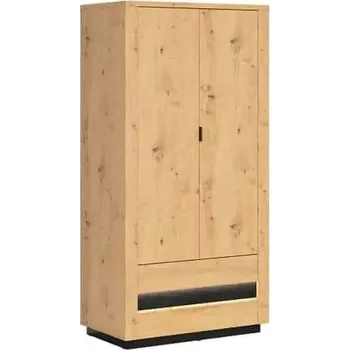 Šatní skříň OSTIA šatní skříň SZF2D2S, dub artisan/černý lesk - doprava zdarma - SLEVA 3% s kodem radost25