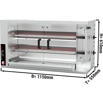 Kuchyňský gril G.Gastro Plynový gril na kuřata PREMIUM se 2 rožni pro 10 kuřat - 1150 x 472 x 605 mm