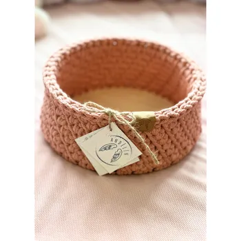 Úložný box Háčkovaný košík - starorůžový větší Barva: Starorůžová