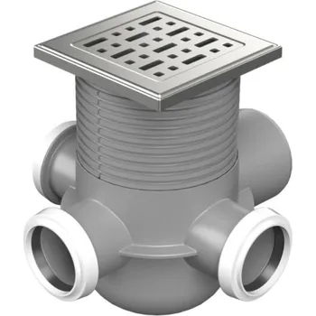 Kanalizační potrubí Podlahová vpusť boční D50/75 MULTI, nerez rámeček, mřížka FACE