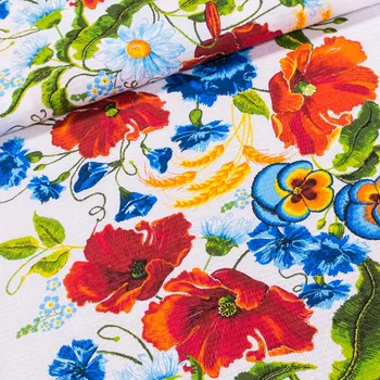 Bavlněné plátno/vaflovina 703023 makové pole červené 0,5/1 m