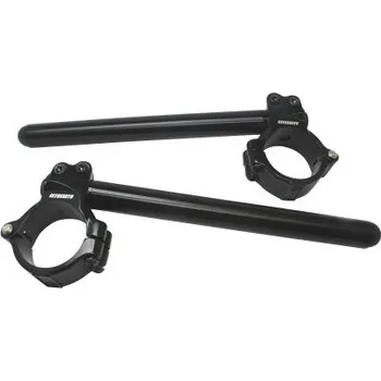 Aluminium-forged clip-ons ACCOSSATO with metal clamp composed of 2 half-rings 10 degrees inclination, black CP003N-51-N-280