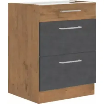 Kuchyňská linka Spodní skříňka VEGA 60 D 3S BB - šedá matná / dub lancelot - SLEVA 3% s kodem radost25