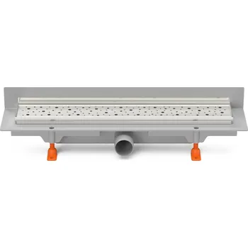 Podlahový linear. žlab ke stěně 350 mm,boční D40,drops lesk s nerez. rámečkem