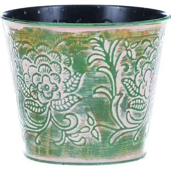 Obal na květináč Obal kovový na květiny - zelená barva AB2151-GRN - SLEVA 3% s kodem radost25