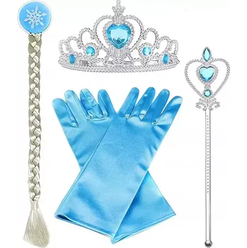 Karnevalový kostým Elsa Frozen sada doplňků s korunkou a copánkem OPBH1488 - SLEVA 3% s kodem radost25