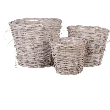 Květináč Obal proutěný - réva bělená sada 3ks AB2186 - SLEVA 3% s kodem radost25