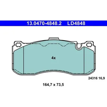 Brzdová destička Sada brzdových destiček, kotoučová brzda ATE 13.0470-4848.2