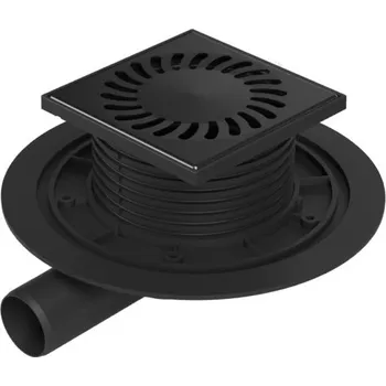 Odvodňovací žlab Podlahová vpusť boční černá D40, nerez mřížka černá SUN