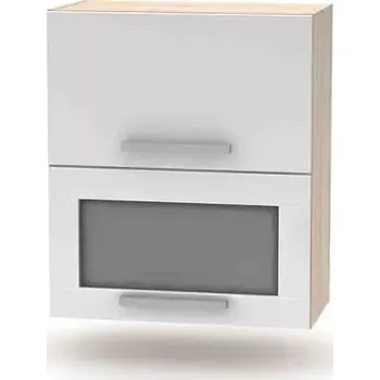 Kuchyňská linka Horní výklopná skříňka se sklem 2DV NOPL-009-OH - dub sonoma / bílá - SLEVA 3% s kodem radost25