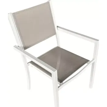 Zahradní stohovatelná židle DORIO - bílá ocel/světle šedá - SLEVA 3% s kodem radost25