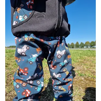 Dívčí kalhoty Yháček Softshellové kalhoty Yháček, letní, Traktory a značky na petrolejové Velikost: 92