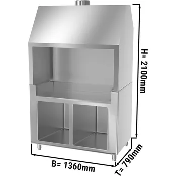 Zahradní gril G.Gastro Neutrální prvek pro gril na dřevěné uhlí - s nerezovou ocelí - 1,4 m