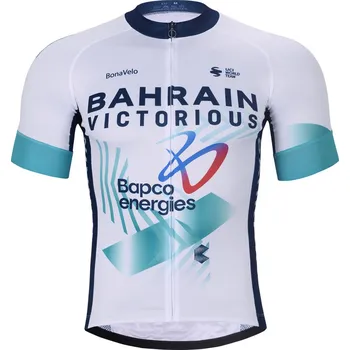 cyklistický dres BONAVELO Cyklistický dres s krátkým rukávem - BAHRAIN VICTORIOUS 2025 - bílá/světle zelená