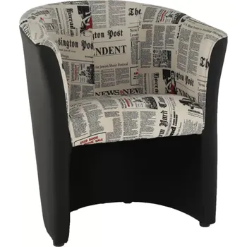 Křeslo Křeslo CUBA - ekokůže černá/vzor noviny - SLEVA 3% s kodem radost25