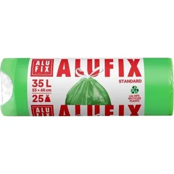 Pytle na odpadky Pytel na odpad Alufix 35 l, 15 mic, zatahovací, zelený,25 ks