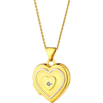 Přívěsek Zlatý přívěsek s diamantem - otevírací medailon - srdce - 0,004 ct - ryzost 585 - 197.102