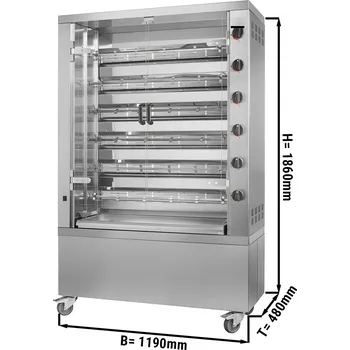 Kuchyňský gril G.Gastro Elektrický gril na kuřata PREMIUM se 6 rožni pro 36 kuřat - 1190 x 480 x 1360 mm