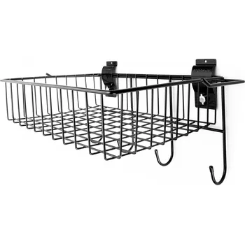 Dílenský regál REPONIO Drátěný koš s háčky Matula | REPONIO Barva: Černá MATULA