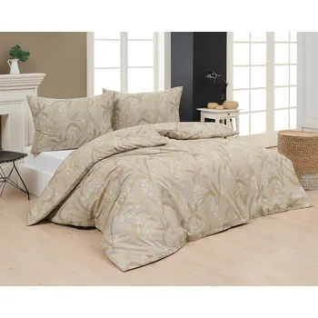 Povlečení Matějovský SOLEI, rostlinný motiv, béžové, bavlna hladká digitál, 140x200cm + 70x90cm