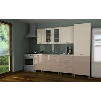 Kuchyňská linka Kuchyňská linka Simeon 240 - jasmín+capucino lesk/KRF - doprava zdarma - SLEVA 3% s kodem radost25