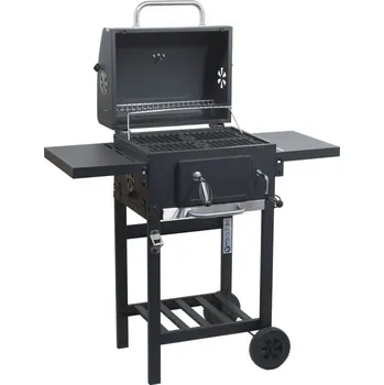 Zahradní gril Bytelný zahradní gril s litinovým roštem a dvířky pro přikládání 97x98x35 cm