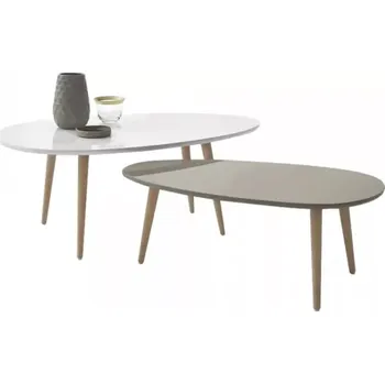 Konferenční stolek Set 2 konferenčních stolků DOBLO - bílá/šedá - SLEVA 3% s kodem radost25