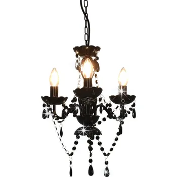 Stojací lampa Petrashop Lustr s korálky černý kulatý 3 x E14281597