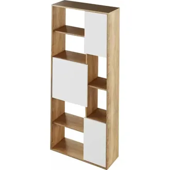 Obývací stěna Regál ULIMI - dub sonoma/bílá - SLEVA 3% s kodem radost25