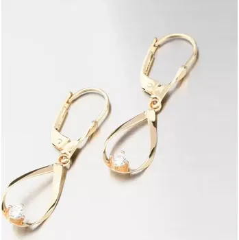 Náušnice Dámské náušnice žluté zlato 585 zirkon visací 12R-731