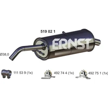 Tlumič výfuku Zadni tlumic vyfuku ERNST 519021