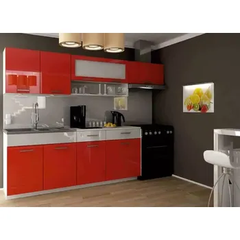 Kuchyňská linka Kuchyňská linka Dolomiti 180/240 červený lesk/bílý pás - doprava zdarma - SLEVA 3% s kodem radost25