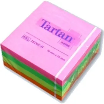 Samolepící bloček Bloček 76x76 4-barvy signáln.Tartan 400l